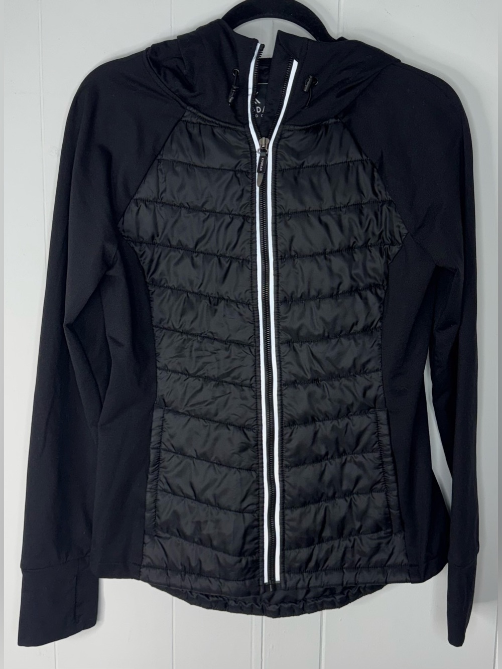 Kyodan Black Quilted Hooded Hybrid Jacket Womens Size Small